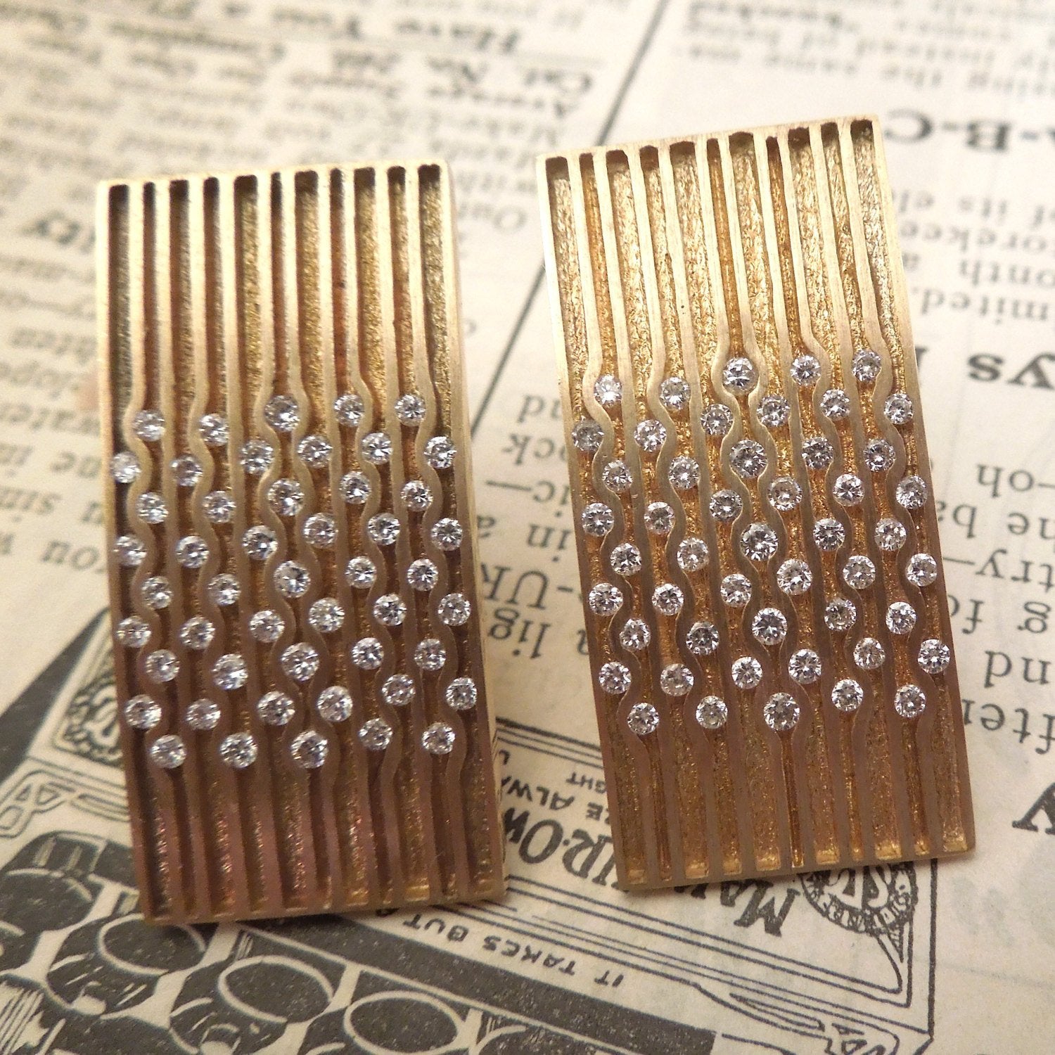 Christo Kiffer 18K Yellow Gold and Diamond Channel Set Earrings