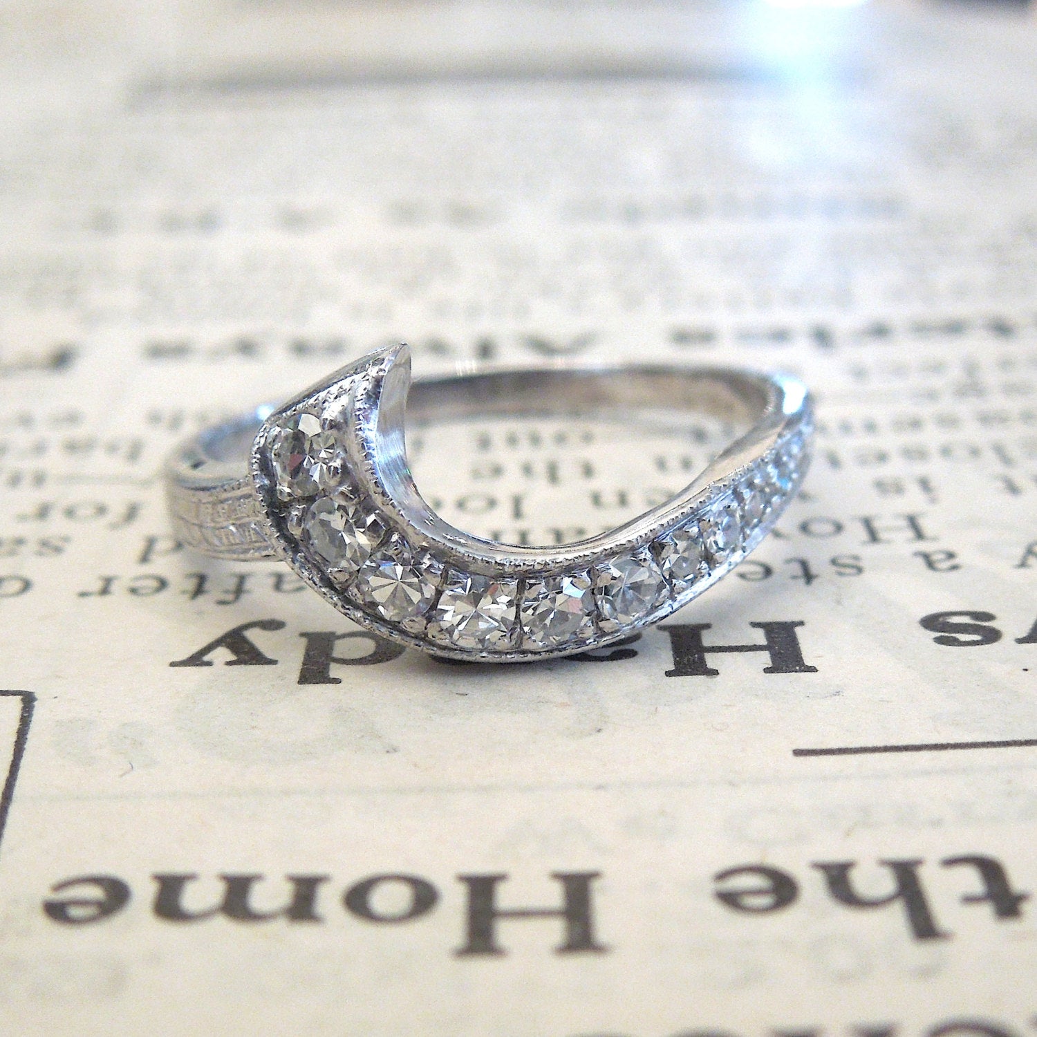 White Gold and Diamond "Swoosh" Band