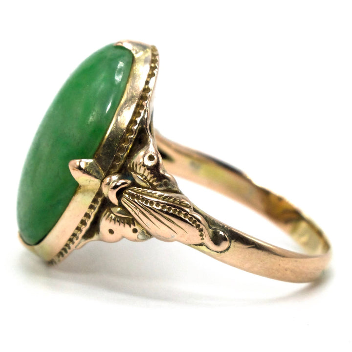 Gold Filled Arts & Crafts Green Jade Ring