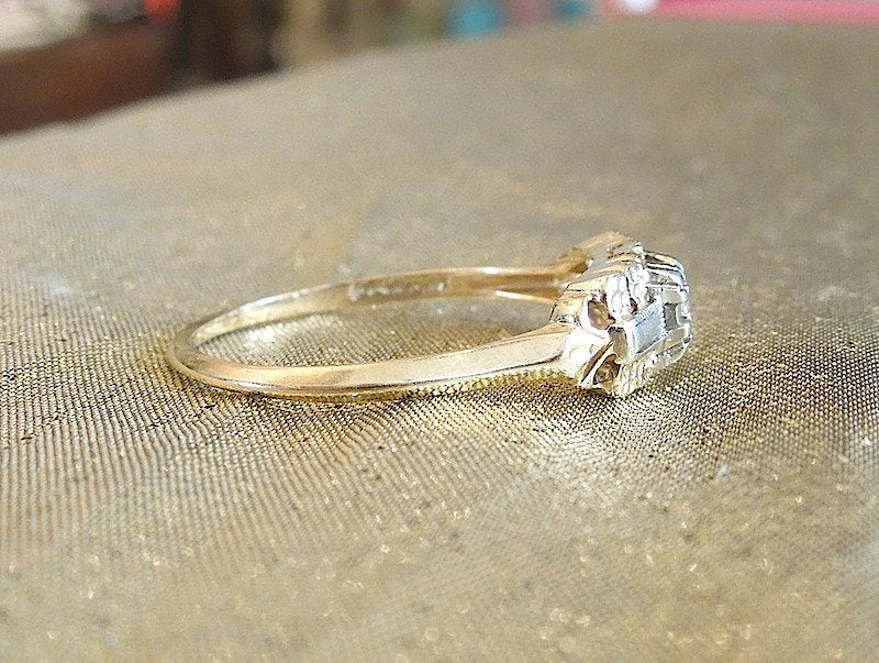 Yellow and White Gold Diamond Engagement Ring