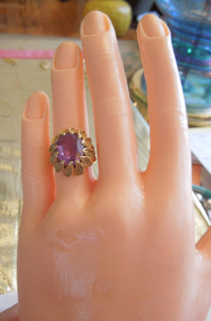 Large Oval Amethyst in Substantial Gold Ring