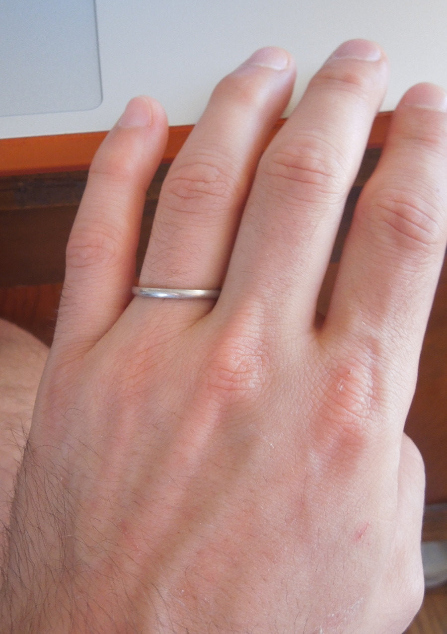 Vintage Promise Ring, Matte Platinum Wedding Band SGT616
