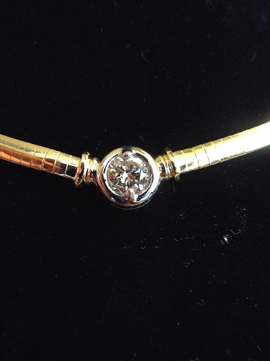 Italian 14K Yellow Gold Necklace - 1 ct Diamond