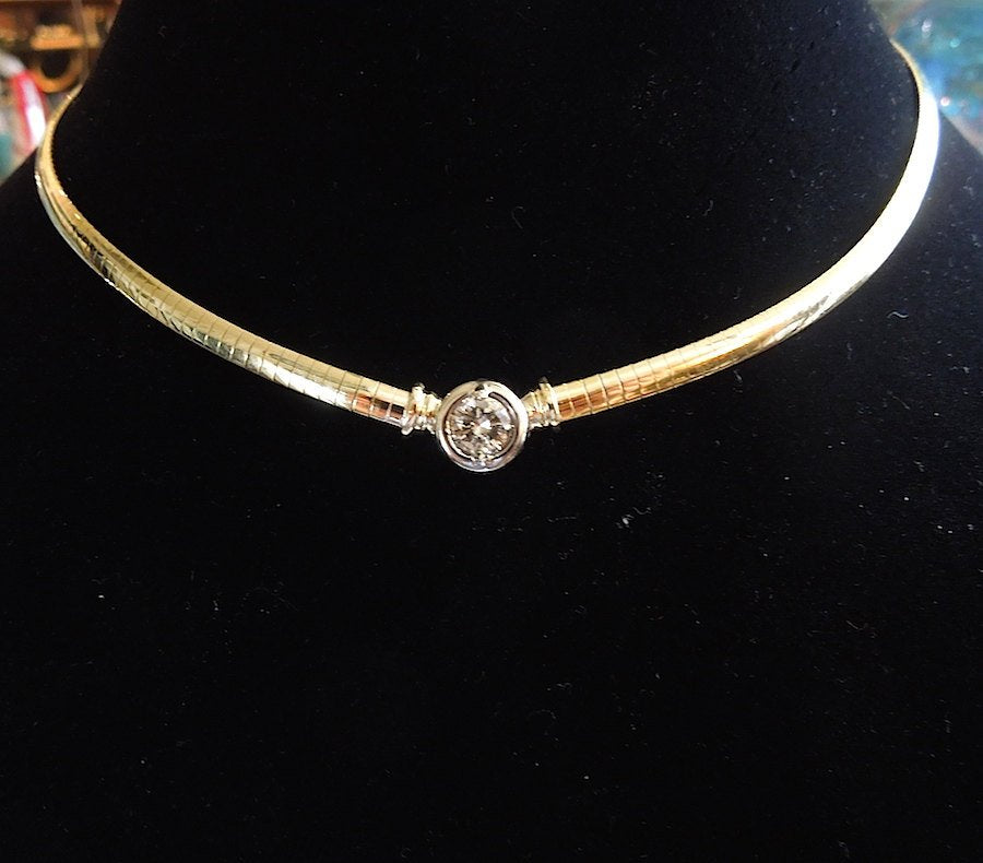 Italian 14K Yellow Gold Necklace - 1 ct Diamond