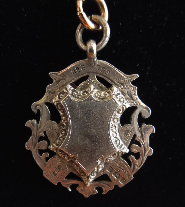 Turn of the Century English Fob Pendant Sterling Silver and Gold