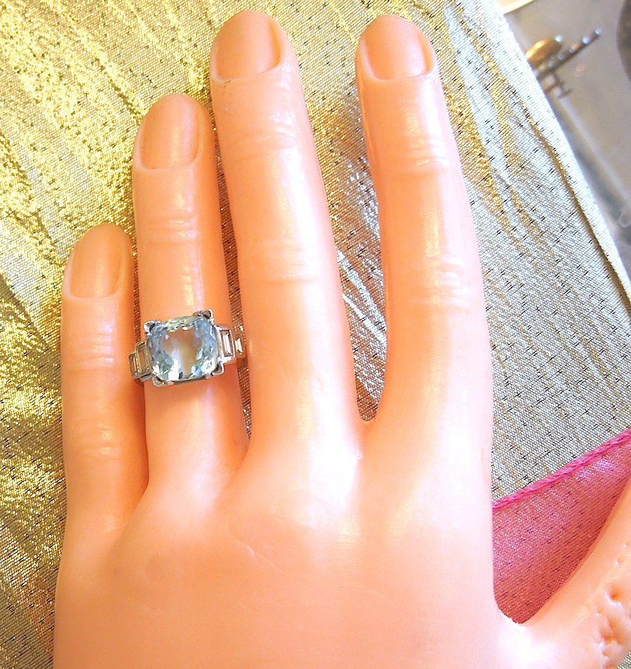 Asscher Cut Light Aquamarine Blue Engagement Ring Sterling Silver