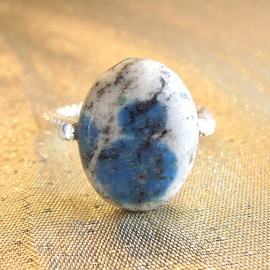 Azurite in Quartz in Sterling Silver Ring