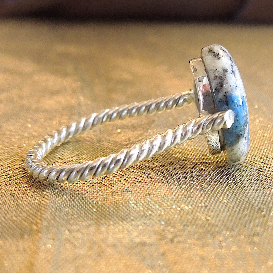 Azurite in Quartz in Sterling Silver Ring