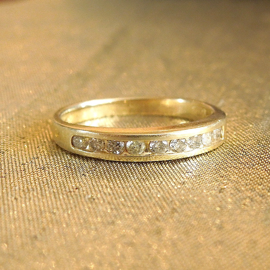 Yellow Gold Channel Set Diamond Anniversary or Wedding Band