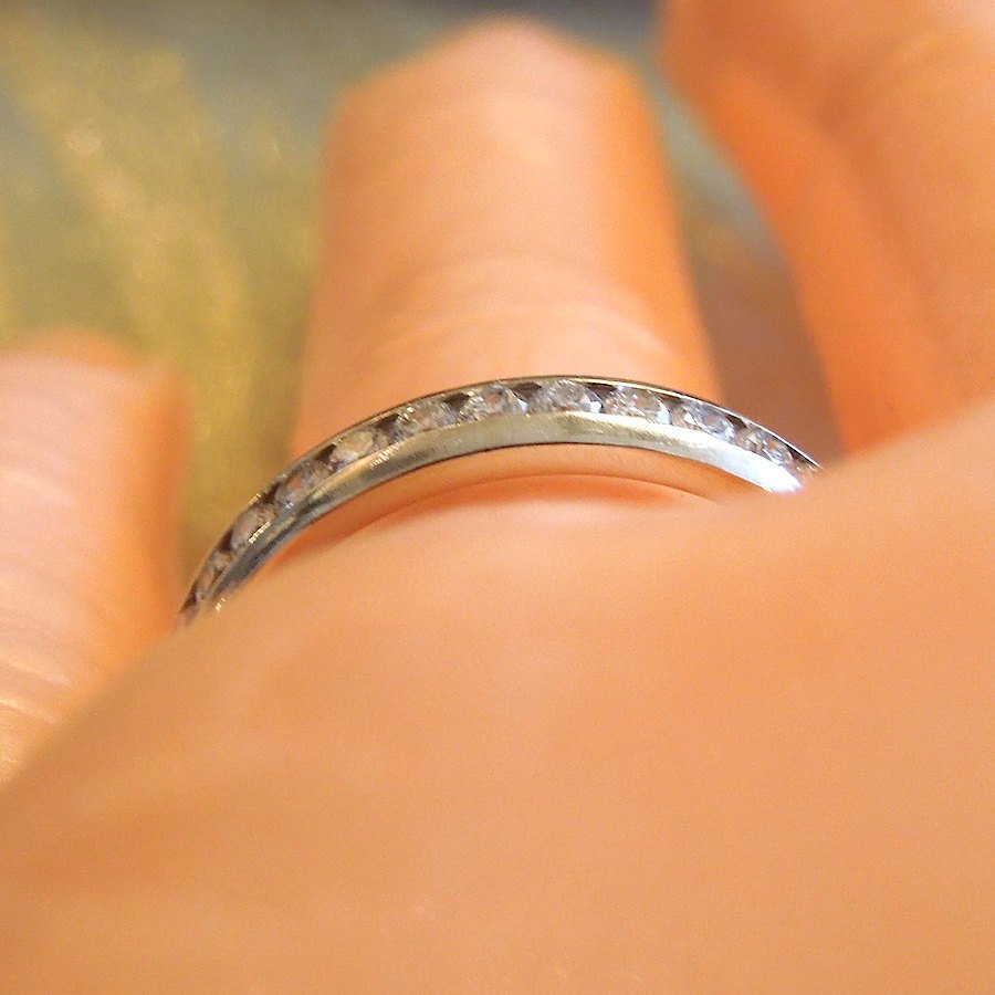 Channel Set Diamond and White Gold Wedding Band