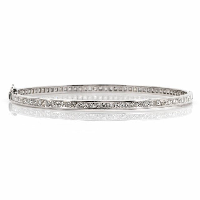 Vintage 7.05 Carat French Carre Cut Diamond and Platinum Bracelet, Large size