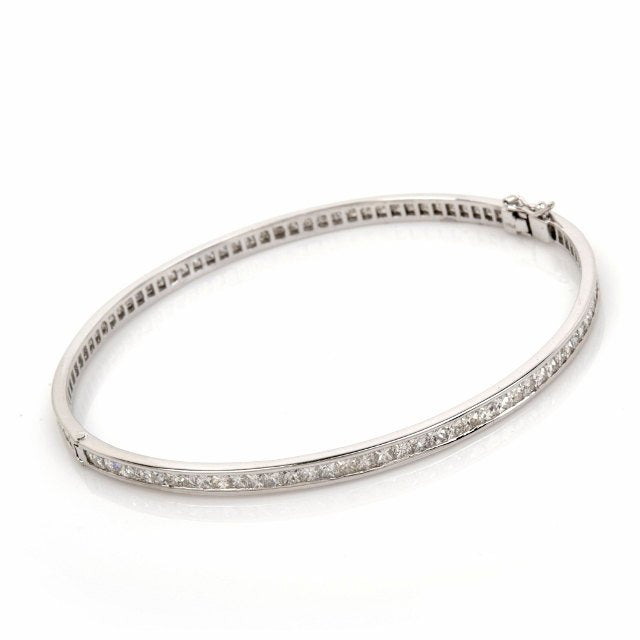 Vintage 7.05 Carat French Carre Cut Diamond and Platinum Bracelet, Large size