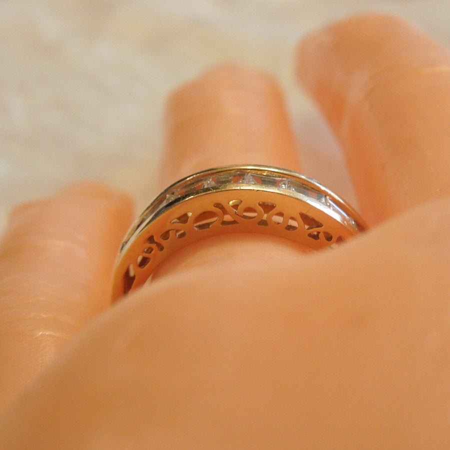 Vintage Yellow Gold and Baguette Diamond Anniversary Band