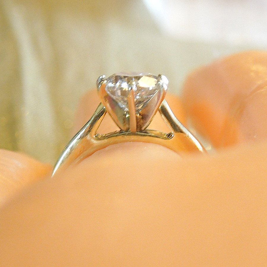 Large Estate Diamond (~1ct) Solitaire Engagement Ring in Yellow Gold