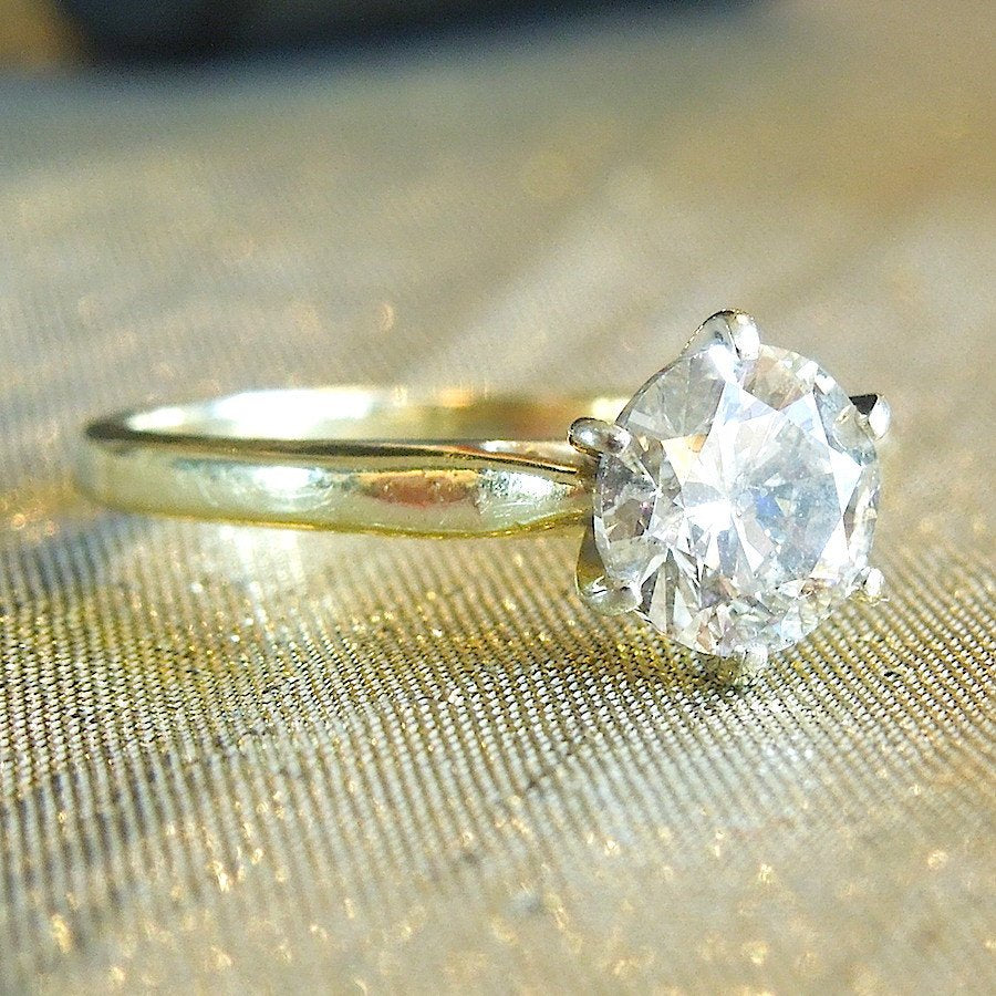 Large Estate Diamond (~1ct) Solitaire Engagement Ring in Yellow Gold