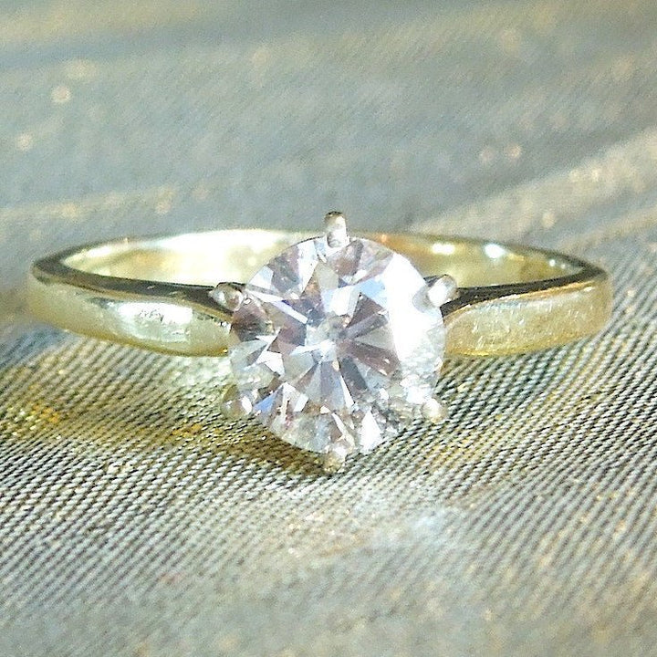 Large Estate Diamond (~1ct) Solitaire Engagement Ring in Yellow Gold