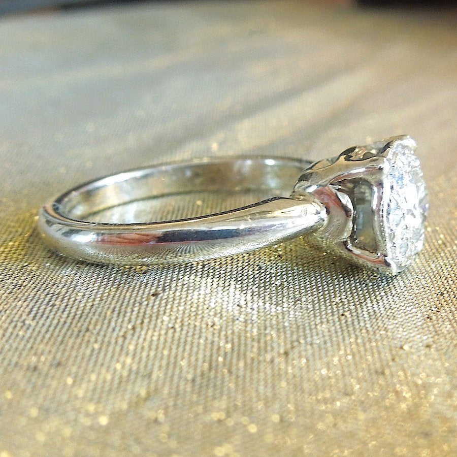 Vintage Half Carat Diamond White Gold Cluster Engagement Ring
