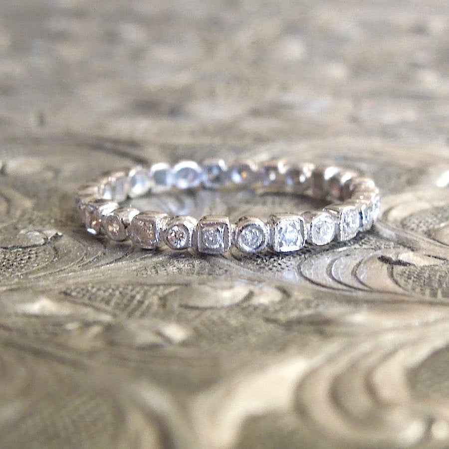 Thin Diamond and White Gold Eternity Band