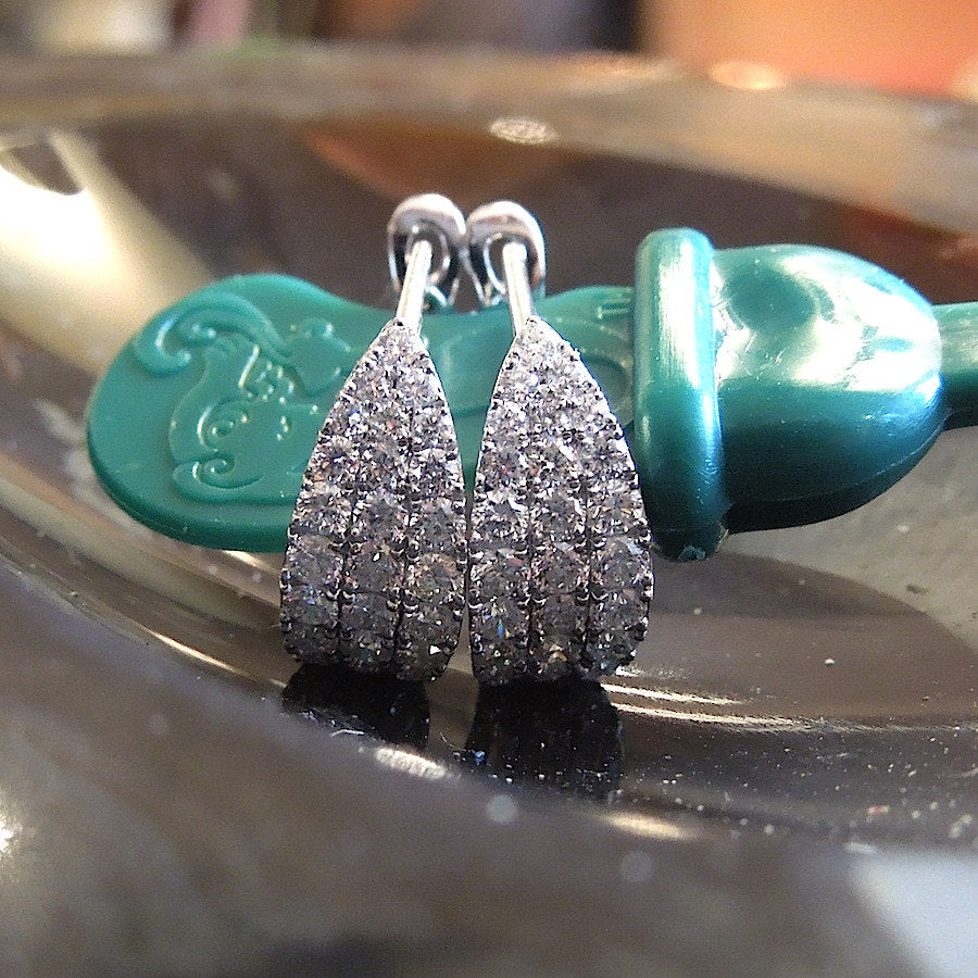 18K White Gold and Diamond Security Back Earrings