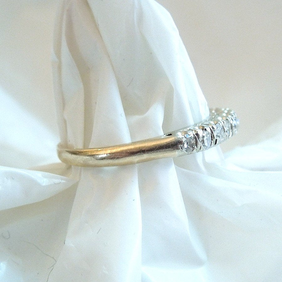 Narrow Gold and Diamond Wedding Band