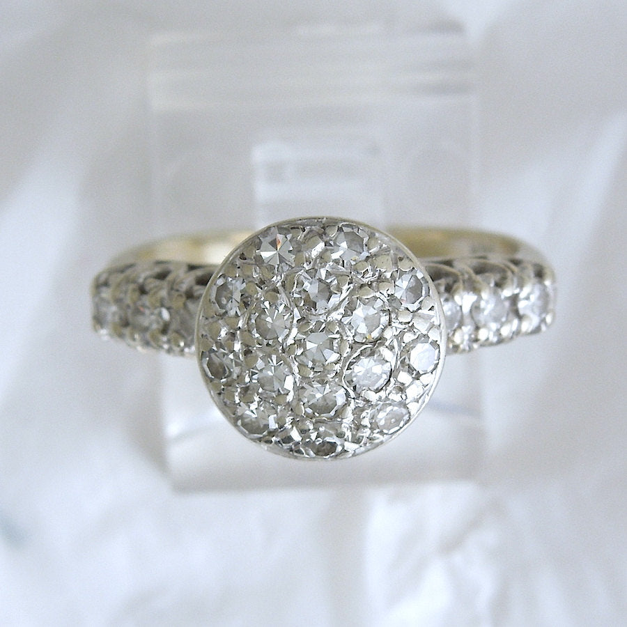 Vintage Round Diamond Cluster Ring from the 1940s