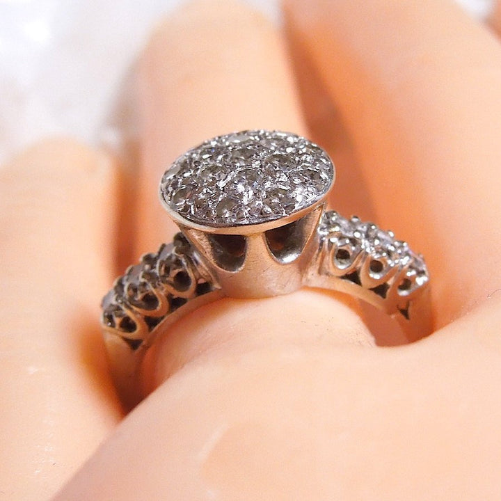 Vintage Round Diamond Cluster Ring from the 1940s