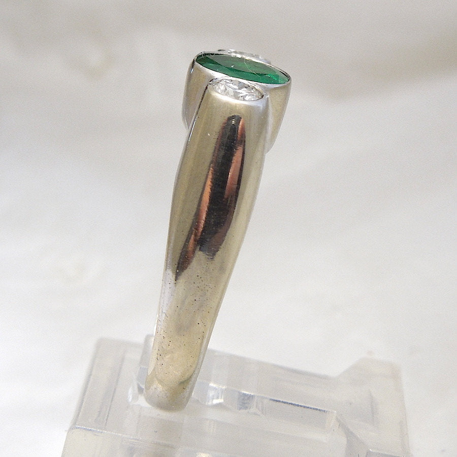 Colombian Emerald and Diamond Ring in 18K White Gold