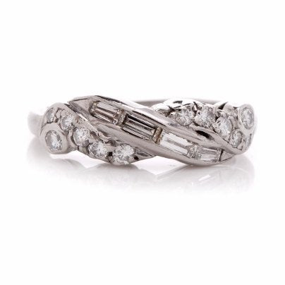 Vintage Diamond Band in Platinum with Baguettes