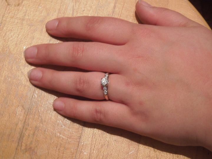 Three Quarter Carat Old Mine Cut Diamond in Vintage Yellow Gold and Platinum Ring