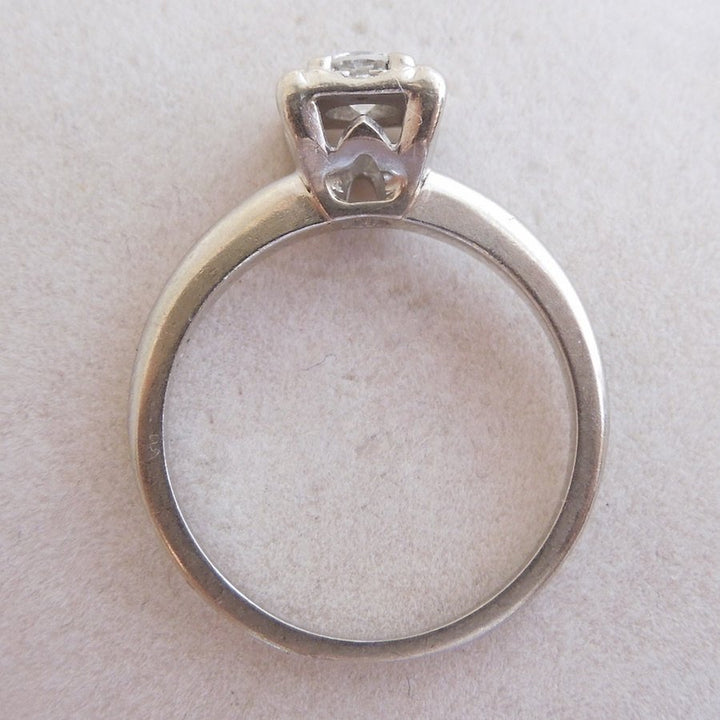 Retro 1940s Illusion Mount Diamond Ring in 14K White Gold
