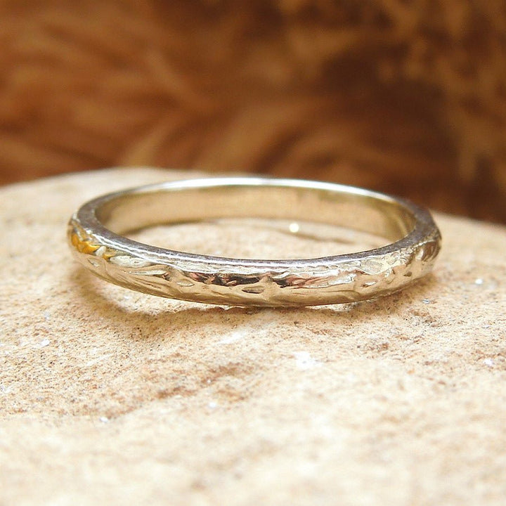 Art Deco Engraved Wedding Band in White or Rose Gold