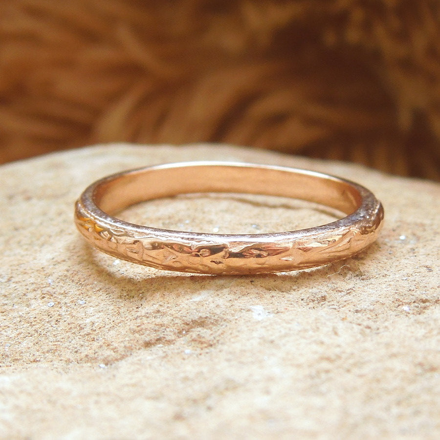 Art Deco Engraved Wedding Band in White or Rose Gold
