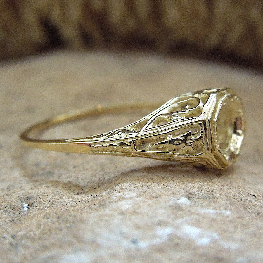 MOUNTING ONLY: Edwardian Style White or Yellow Gold Filigree Mounting