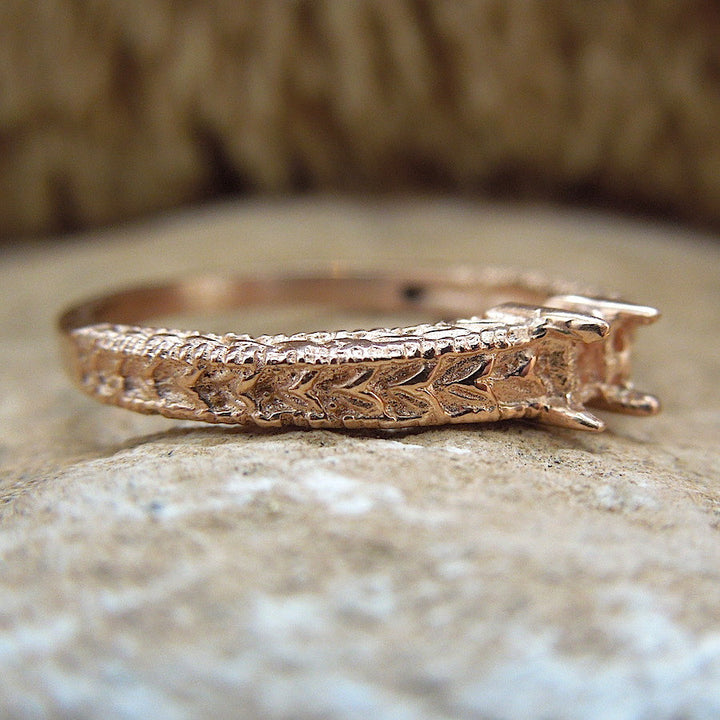 Art Deco Style 14K Gold Band - Mounting/Setting for 3mm Stone