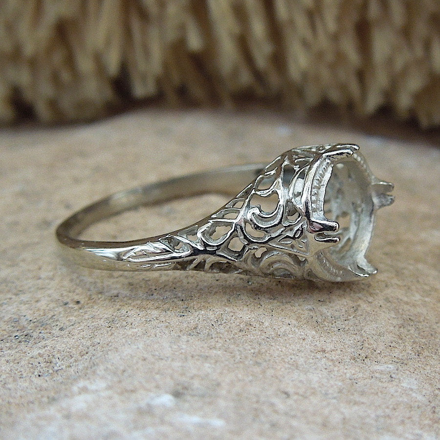 MOUNTING ONLY: Edwardian Style White or Yellow Gold Filigree