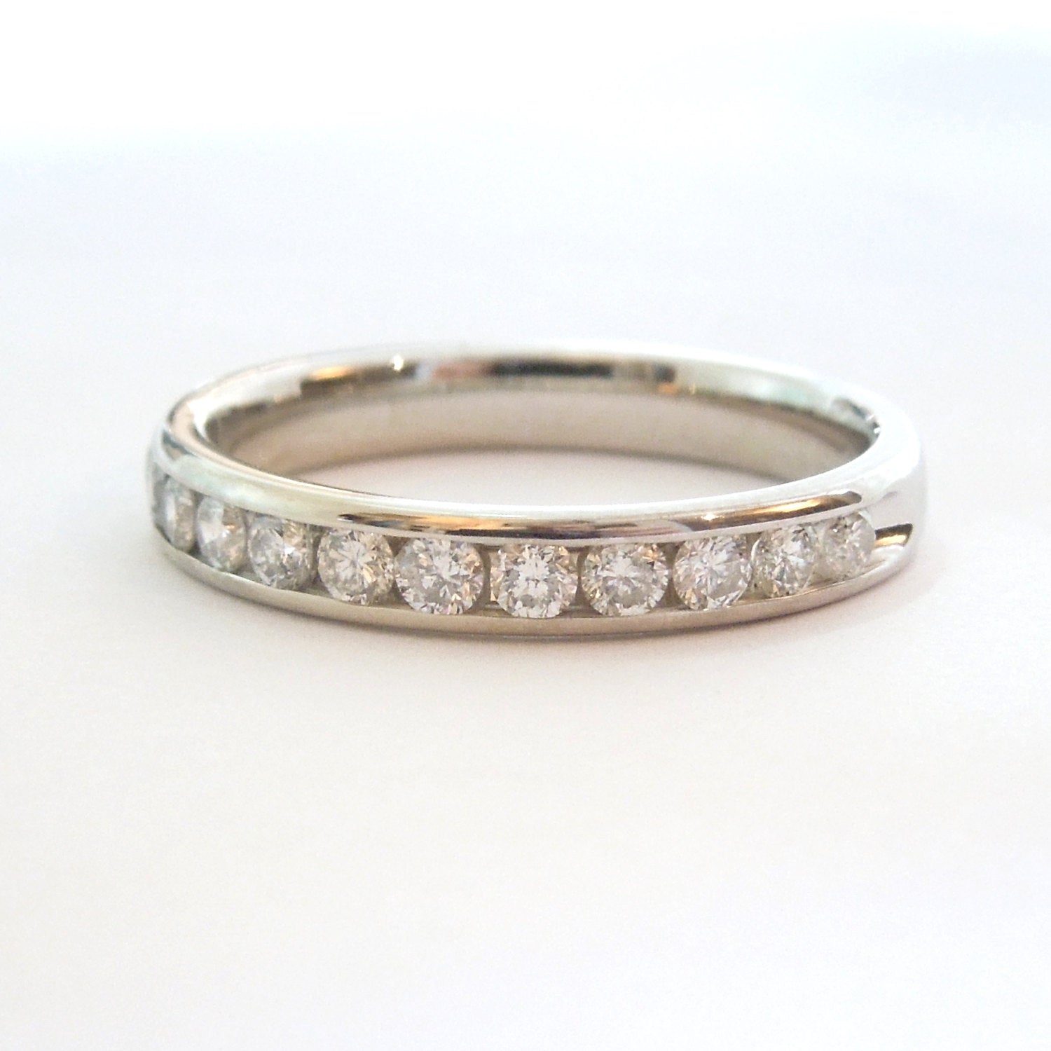 Estate Half Carat Diamond Wedding or Anniversary Band in White Gold