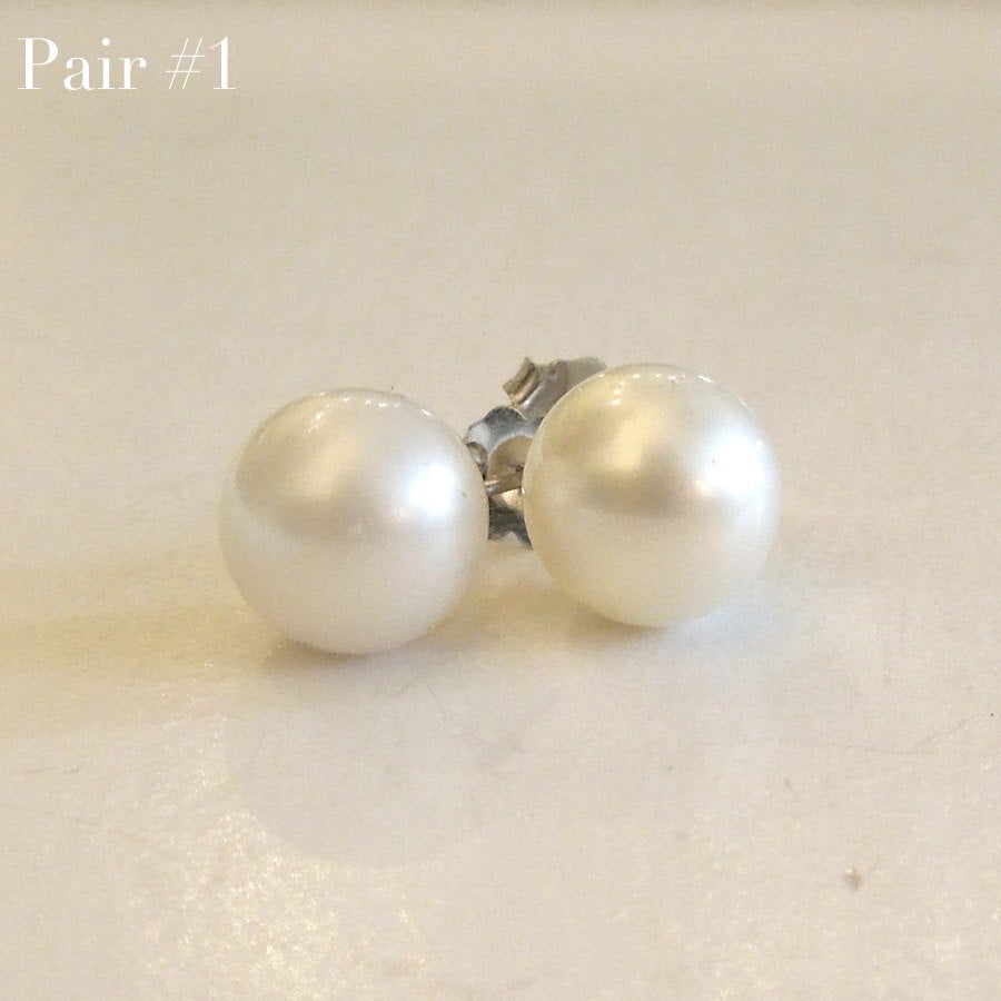 10mm South Sea Pearl Stud Earrings in 14K White Gold