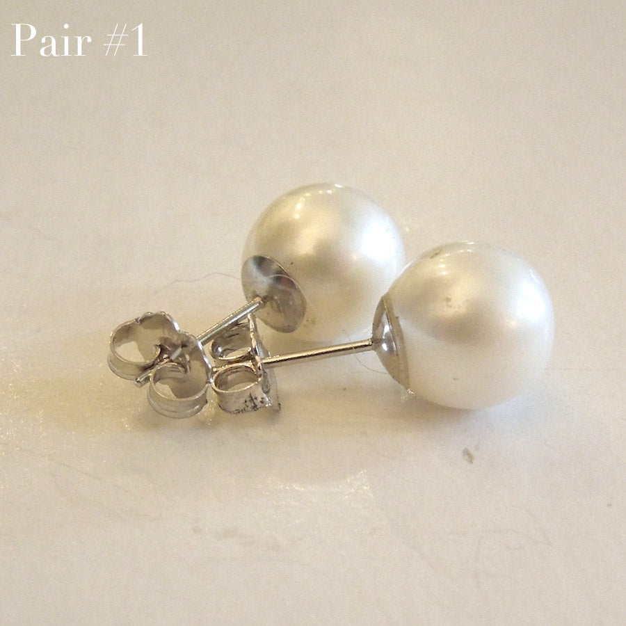 10mm South Sea Pearl Stud Earrings in 14K White Gold