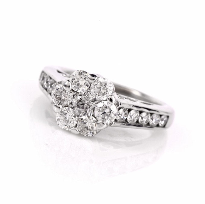 2.40ct 14K White Gold Diamond Flower Ring