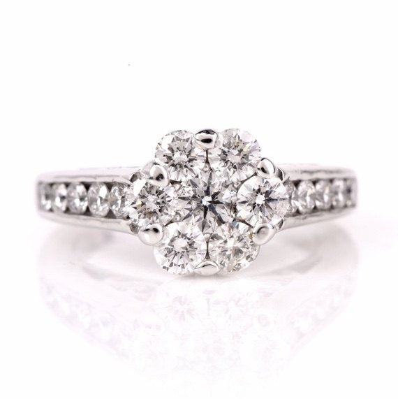 2.40ct 14K White Gold Diamond Flower Ring