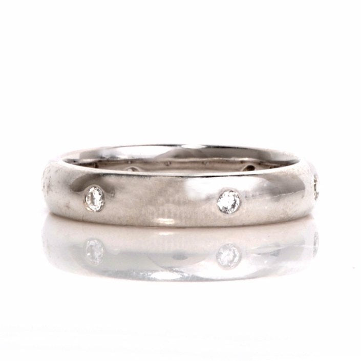 14K White Gold Flush Set Diamond Eternity Band
