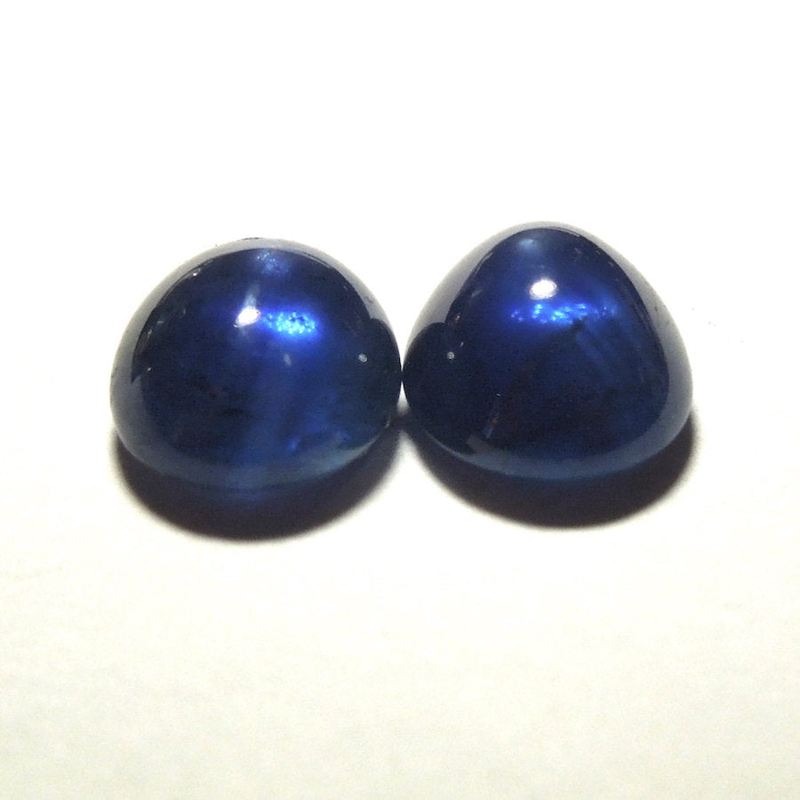 Pair of 10x8 Rich Blue Oval Cabochon Sapphires