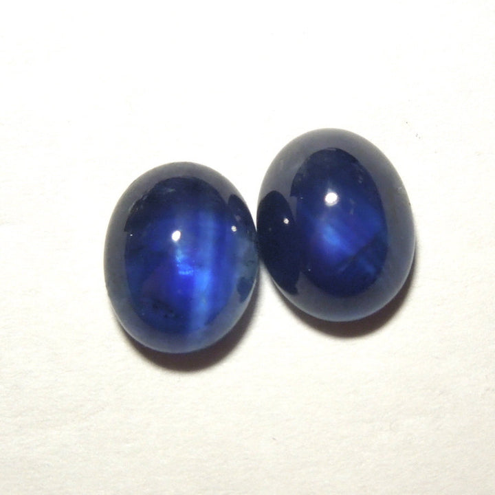 Pair of 10x8 Rich Blue Oval Cabochon Sapphires