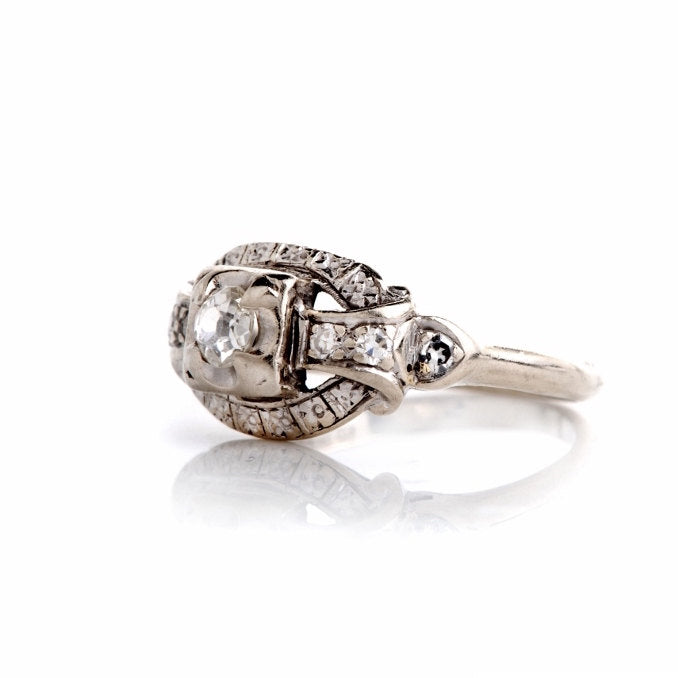 Estate White Gold Third of a Carat Diamond Engagement Ring