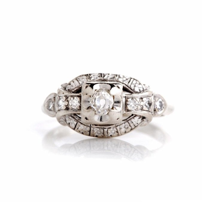 Estate White Gold Third of a Carat Diamond Engagement Ring