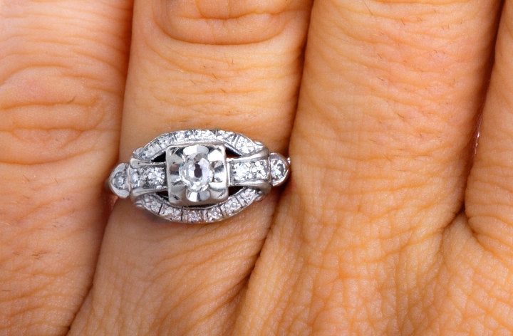Estate White Gold Third of a Carat Diamond Engagement Ring