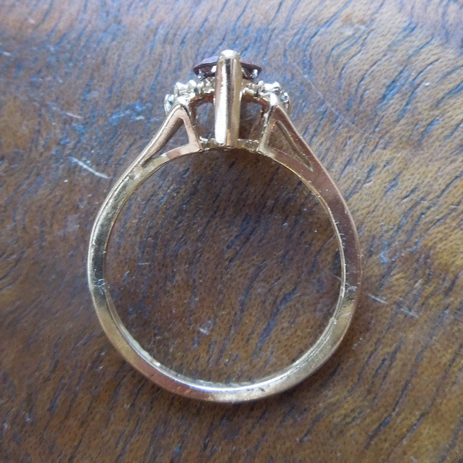 Yellow Gold Marquise Cut Garnet Ring